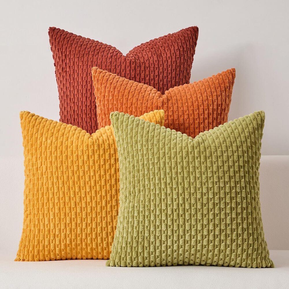 2355 Kevin Textile Fall Decorative Pillow Covers 18x18 Inch Set of 4 Soft